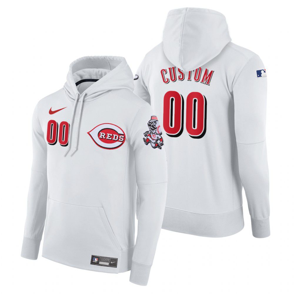 Men Cincinnati Reds #00 Custom white home hoodie 2021 MLB Nike Jerseys